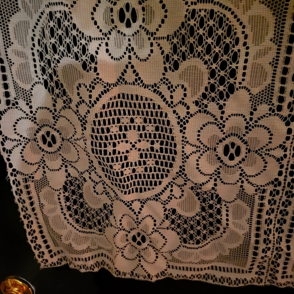 Table linens. Handmade lace. Omg. It was brown dirty now white